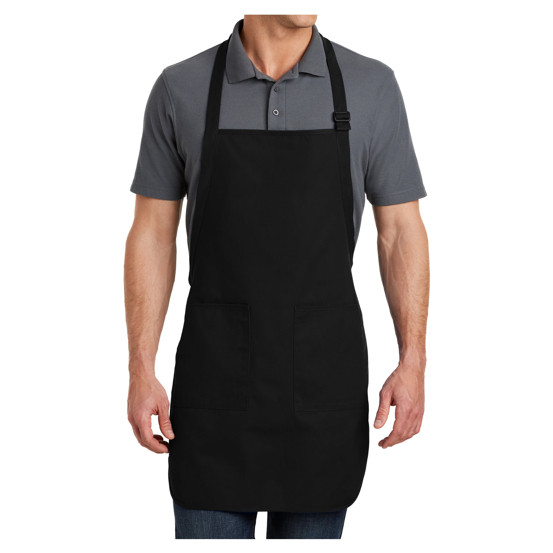 Black Full-Length Two-Pocket Cotton Polyester Apron