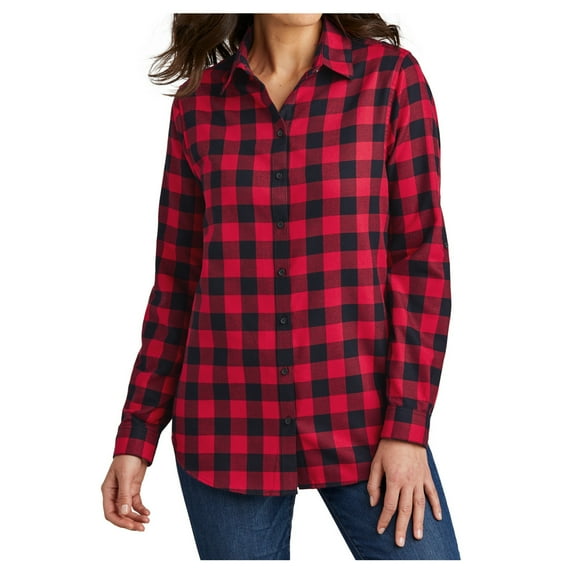 Yellow Rooster Flannel Shirts For Women Plaid Jackets Long Sleeve Button Down Red/ Black Buffalo Check 3XL