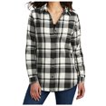 thumbnail image 1 of Yellow Rooster Flannel Shirts For Women Plaid Jackets Long Sleeve Button Down Snow White/ Black L, 1 of 5