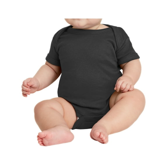 Yellow Rooster Infant Short Sleeve Baby Rib Bodysuit Black 18M