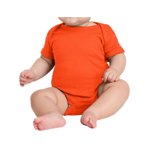 Yellow Rooster Infant Short Sleeve Baby Rib Bodysuit Orange 6M