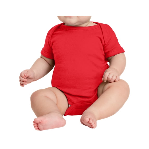 Yellow Rooster Infant Short Sleeve Baby Rib Bodysuit Raspberry 6M