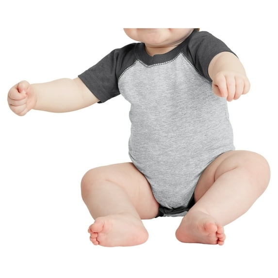 Yellow Rooster Infant Short Sleeve Baseball Fine Jersey Bodysuit Black/White 6M