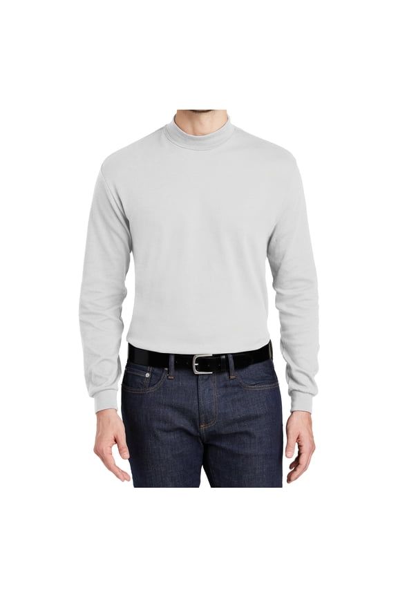 Men Interlock Knit Mock Male Turtleneck Sweaters White 6XL
