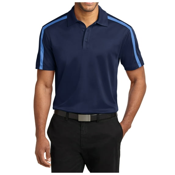 Yellow Rooster Men Stripe Polo Male T-Shirt Navy/ Carolina Blue 2XL