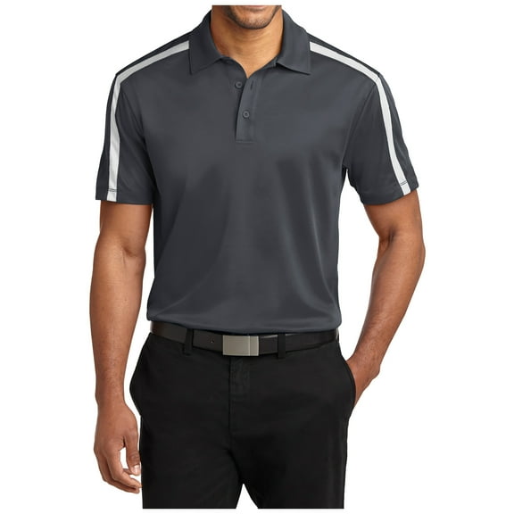 Yellow Rooster Men Stripe Polo Male T-Shirt Steel Grey/ White L