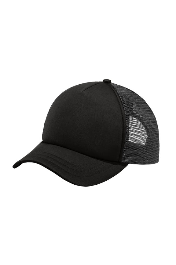 Men's 5-Panel Twill Foam Trucker Male Cap Black/ Black