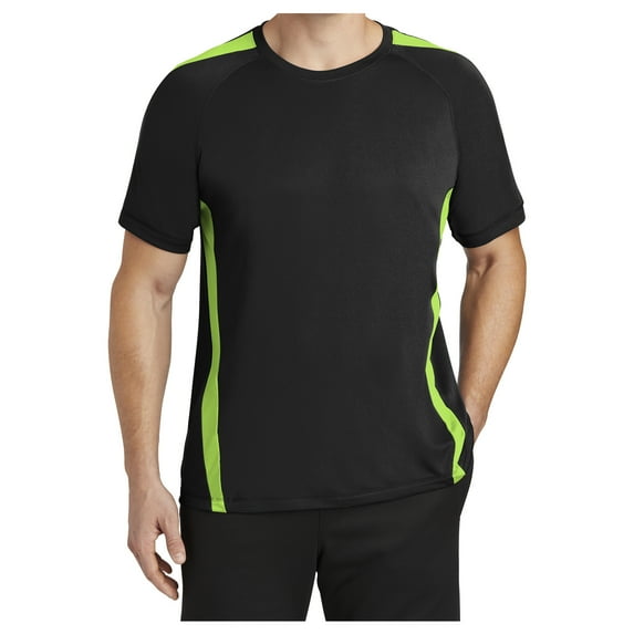 Yellow Rooster Men's Colorblock PosiCharge Competitor Tee Black/ Lime Shock L