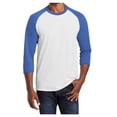thumbnail image 1 of Yellow Rooster Men's Core Blend 3/4-Sleeve Raglan Tee White/ Royal 3XL, 1 of 6