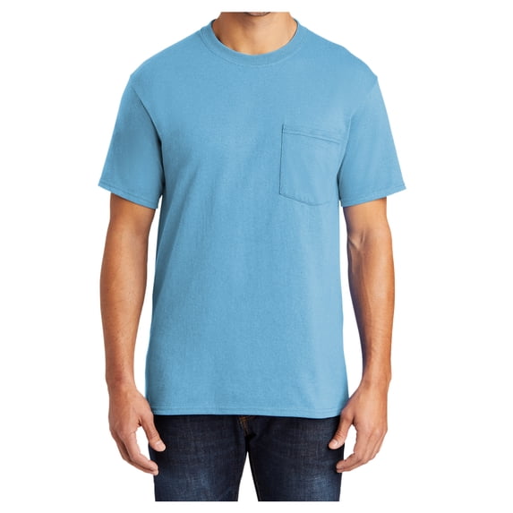 Yellow Rooster Men's Core Blend Pocket T-Shirts Aquatic Blue 6XL
