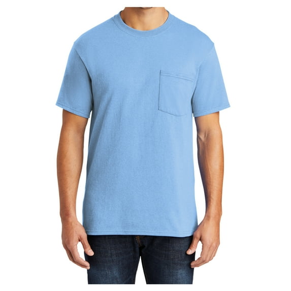 Yellow Rooster Men's Core Blend Pocket T-Shirts Light Blue 5XL