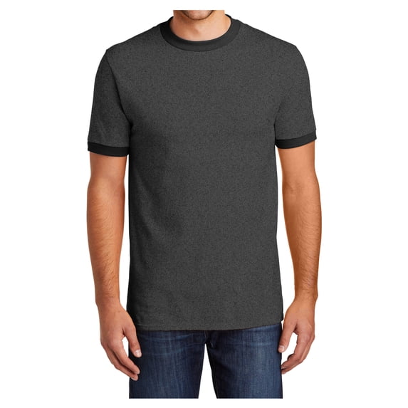 Yellow Rooster Men's Core Cotton/Polyester Ringer T-Shirts Dark Heather Grey/Jet Black 3XL