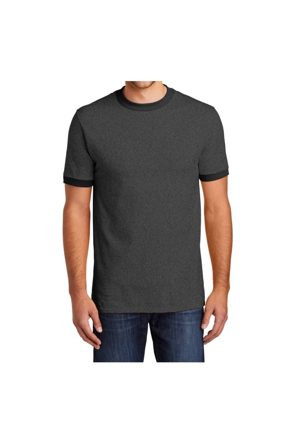 Men's Core Cotton/Polyester Ringer T-Shirts Dark Heather Grey/Jet Black S
