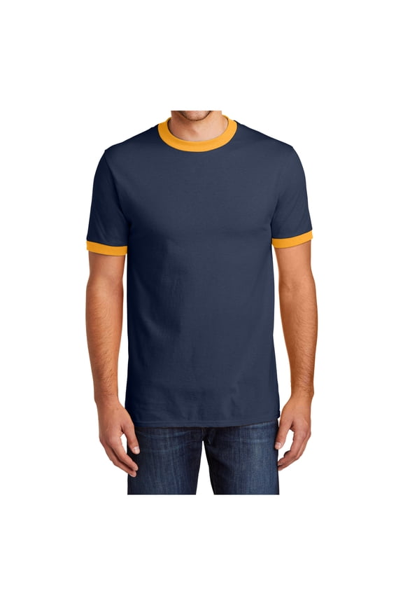 Men's Core Cotton Ringer Tee Navy/Gold 3XL