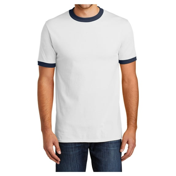 Yellow Rooster Men's Core Cotton Ringer Tee White/Navy S
