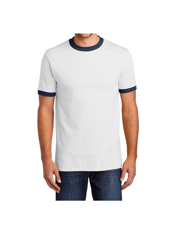 Men's Core Cotton Ringer Tee White/Navy S