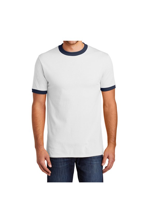 Men's Core Cotton Ringer Tee White/Navy S