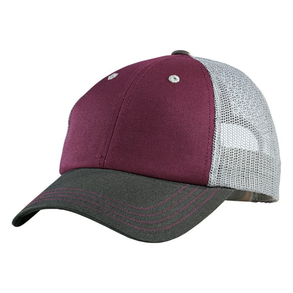 Yellow Rooster Men's District Tri-Tone Mesh Back Cap Maroon/Charcoal/Grey