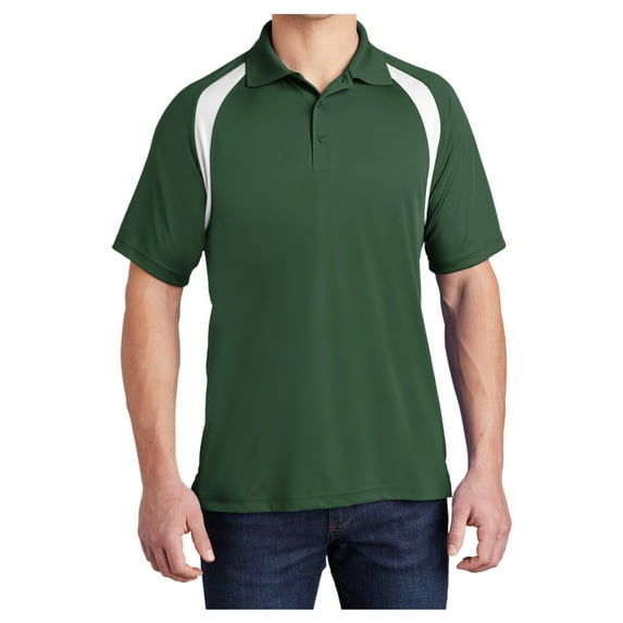 Yellow Rooster Men's Dry Zone Colorblock Raglan Male Polo T-Shirts Forest Green/ White Black M