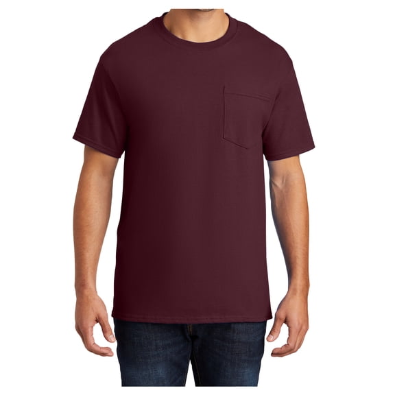 Yellow Rooster Men's Essential Cotton T-Shirt with Pocket Athletic Maroon 2XL