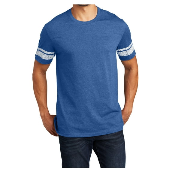 Yellow Rooster Men's Game T-Shirts with Stripes Printed Sleeves Heathered True Royal/White XL