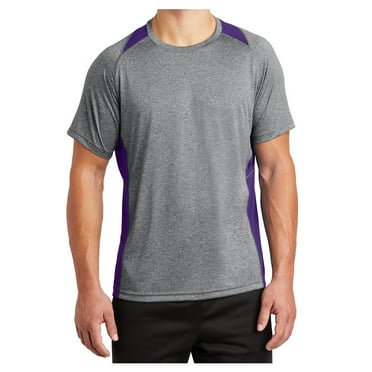 Yellow Rooster Men's Heather Colorblock Contender Polyester Tee Vintage Heather/ Purple M