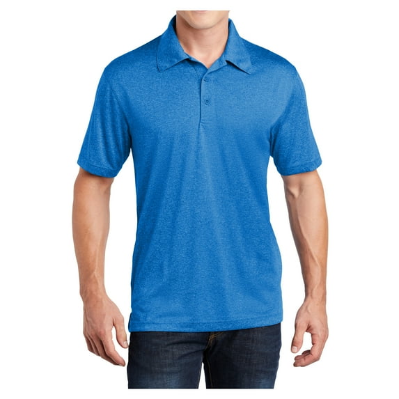 Yellow Rooster Men's Heather Contender Polyester Polo Blue Wake Heather 2XL