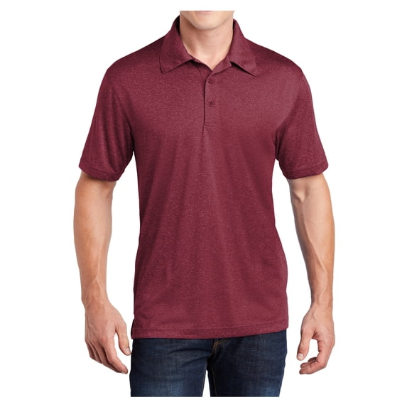 Yellow Rooster Men's Heather Contender Polyester Polo Cardinal Heather M