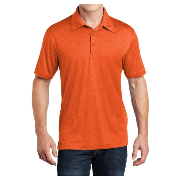 Yellow Rooster Men's Heather Contender Polyester Polo Deep Orange Heather L