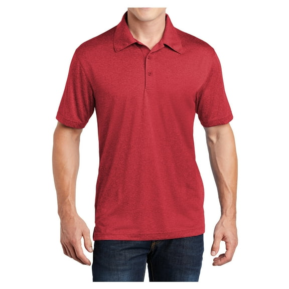 Yellow Rooster Men's Heather Contender Polyester Polo Scarlet Heather S