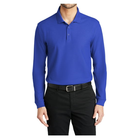 Yellow Rooster Men's Long Sleeve Core Classic Male Pique Polo True Royal 4XL