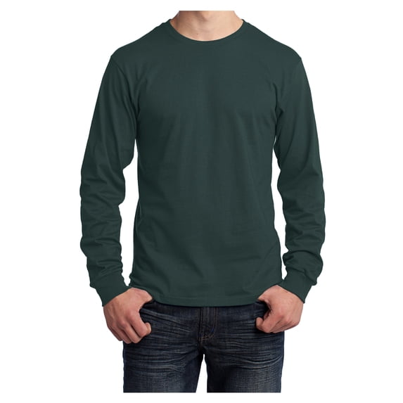 Yellow Rooster Men's Long Sleeve Core Cotton Tee Dark Green XL