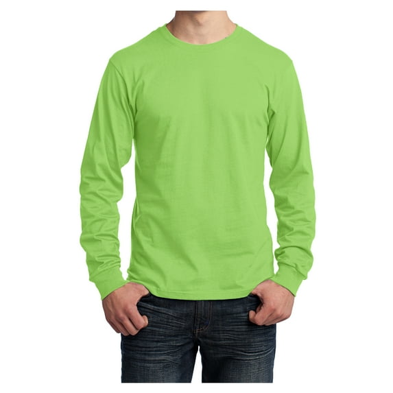 Yellow Rooster Men's Long Sleeve Core Cotton Tee Lime 2XL