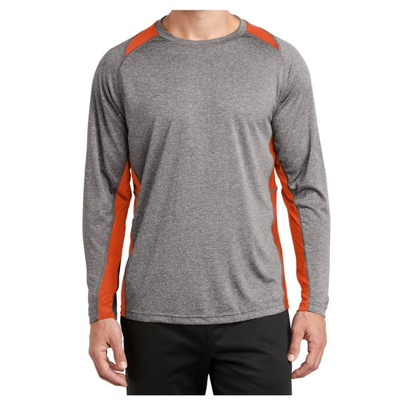 Yellow Rooster Men's Long Sleeve Heather Colorblock Contender T-Shirt Vintage H./Deep Orange M