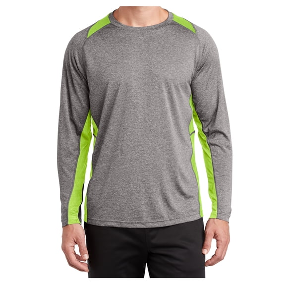 Yellow Rooster Men's Long Sleeve Heather Colorblock Contender T-Shirt Vintage H./Lime Shock L