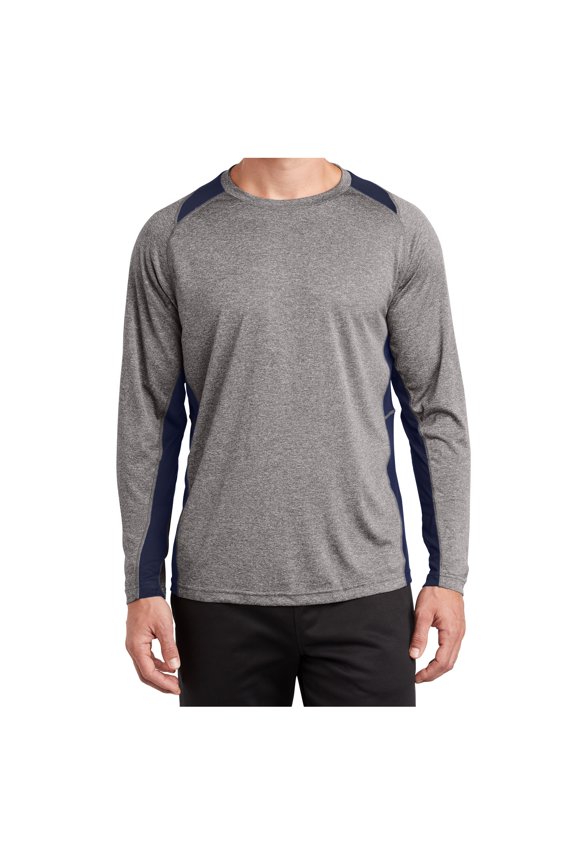 Men's Long Sleeve Heather Colorblock Contender T-Shirt Vintage H./True Navy L