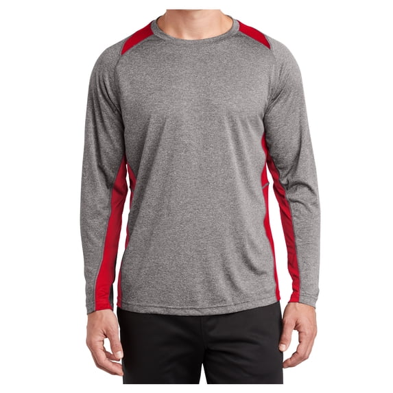 Yellow Rooster Men's Long Sleeve Heather Colorblock Contender T-Shirt Vintage H./True Red L