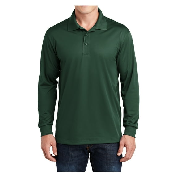 Yellow Rooster Men's Long Sleeve Micropique Sport-Wick Polo Shirt Forest Green 4XL