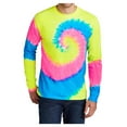 thumbnail image 1 of Yellow Rooster Men's Long Sleeve Tie-Dye T-Shirt Neon Rainbow L, 1 of 6