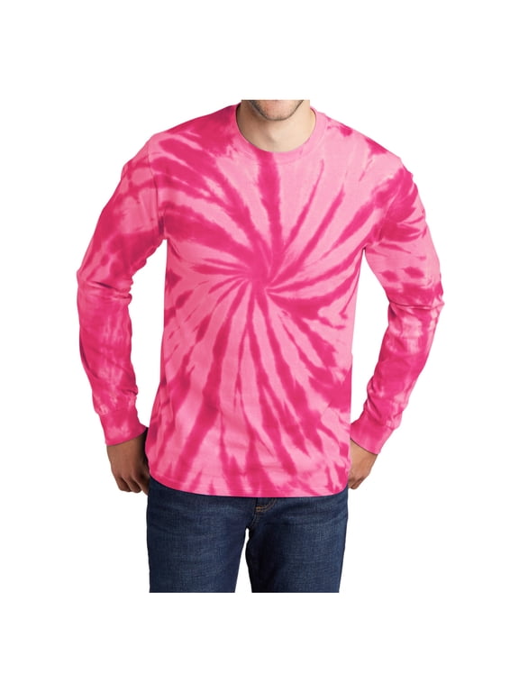 Men's Long Sleeve Tie-Dye T-Shirt Pink 3XL
