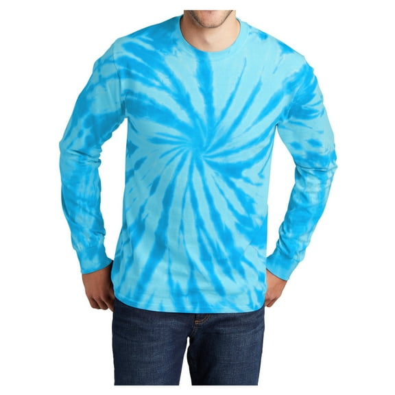 Yellow Rooster Men's Long Sleeve Tie-Dye T-Shirt Turquoise XL