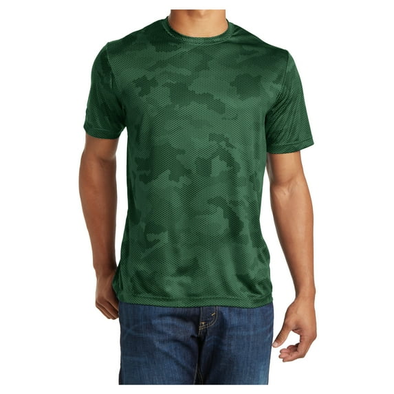 Yellow Rooster Men's Moisture Wicking CamoHex Polyester T-Shirts Forest Green L