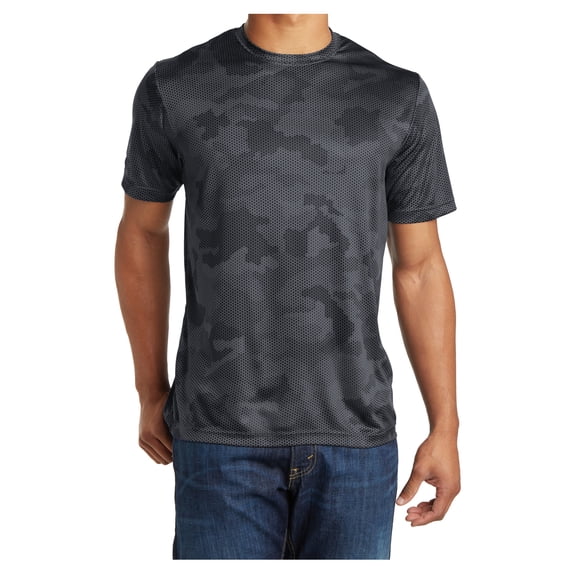 Yellow Rooster Men's Moisture Wicking CamoHex Polyester T-Shirts Iron Grey XS
