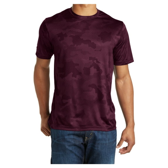 Yellow Rooster Men's Moisture Wicking CamoHex Polyester T-Shirts Maroon XL