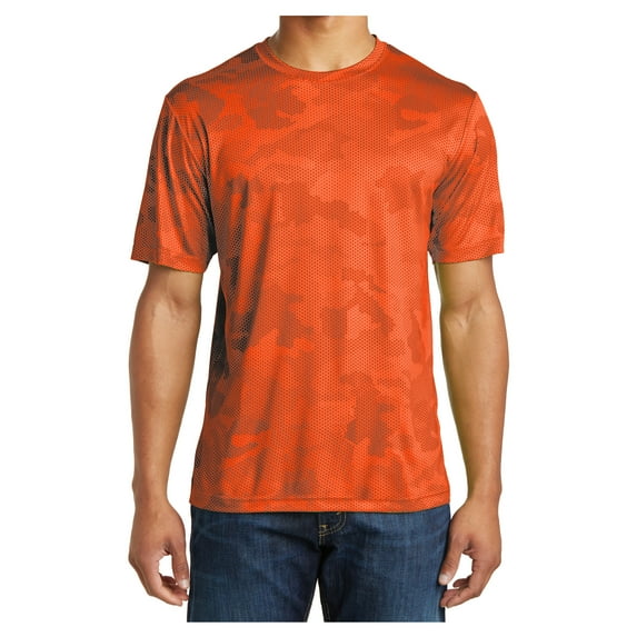Yellow Rooster Men's Moisture Wicking CamoHex Polyester T-Shirts Neon Orange 2XL
