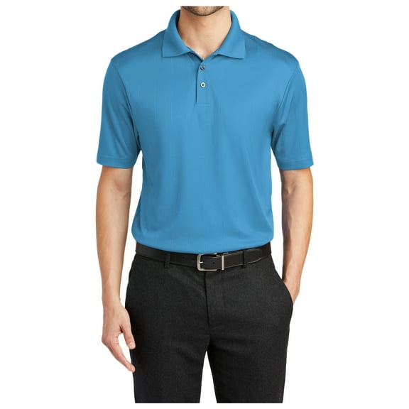 Yellow Rooster Men's Performance Fine Jacquard Polo Ocean Blue L