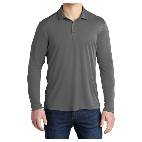 Yellow Rooster Men's Posi-UV Pro Long Sleeve Male Polo T-Shirts Dark Smoke Grey 3XL