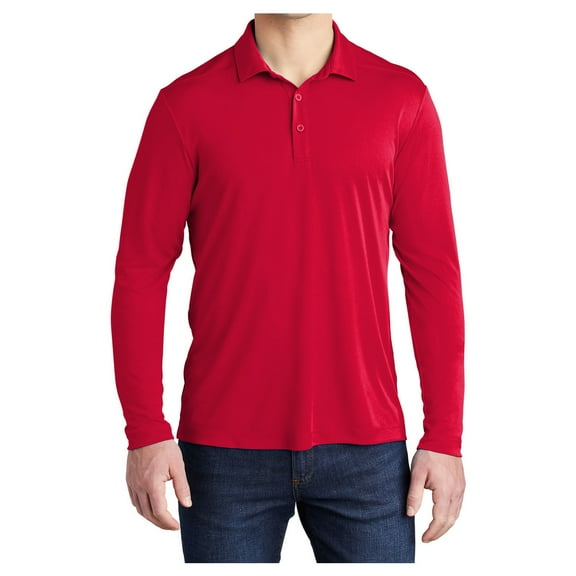 Yellow Rooster Men's Posi-UV Pro Long Sleeve Male Polo T-Shirts True Red 4XL