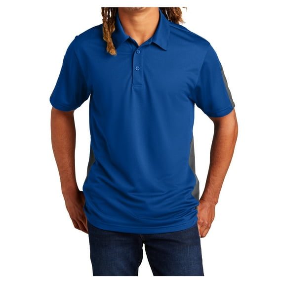 Yellow Rooster Men's PosiCharge Active Textured Colorblock Polo True Royal/ Grey 4XL
