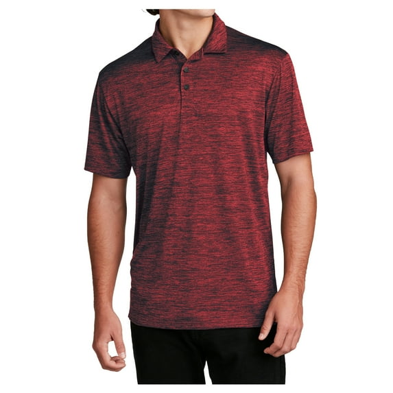 Yellow Rooster Men's PosiCharge Electric Heather Polo Male T-Shirts Deep Red- Black Electric XL